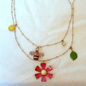 Betsey Johnson Flower Charm Necklace