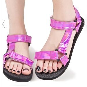 Omighty pink holographic sandals size 7