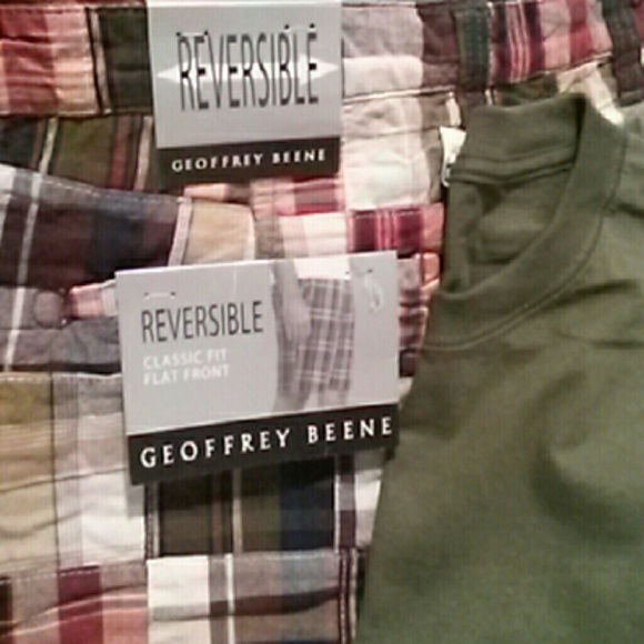 Geoffrey Beene Mens Plaid Shorts & Jerzees Top - Picture 2 of 4