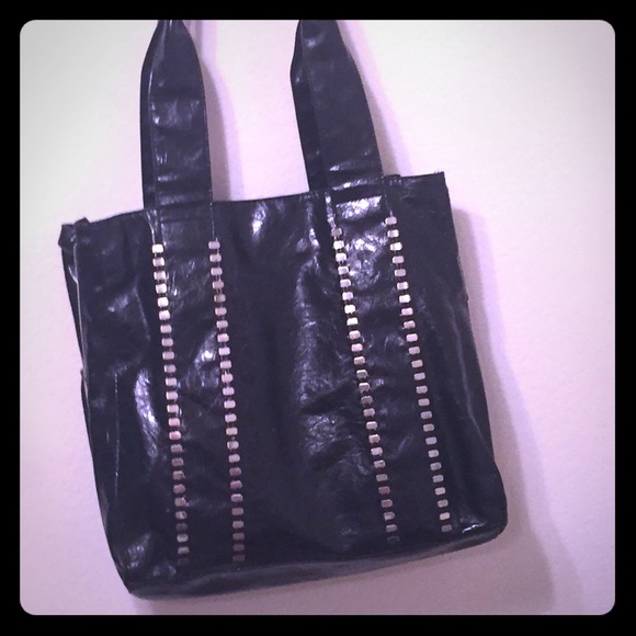 Faux Leather Black Tote