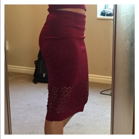 Burgundy pencil skirt! A must in your closet!(:
