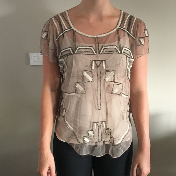 beaded sheer shirt