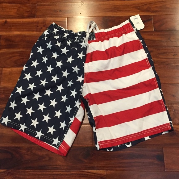Men's American flag swim trunks. Never worn