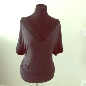 Metropark gray top w black neckline