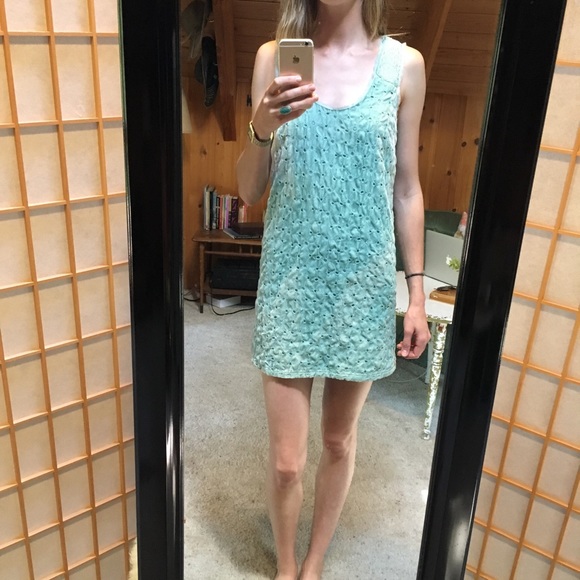*Free People* Crushed Velvet Beaded Shift Dress