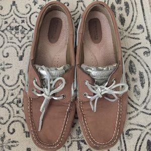 Tan and Leopard Sequin Sperry