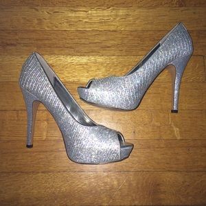 NWOT Worn Once Silver Heels!