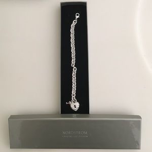 Crystal heart and key bracelet