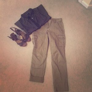 Dark khaki/ tan cargo skinny pants