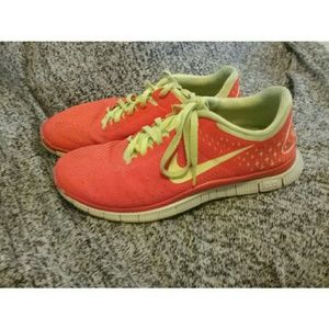 PINK AND LIME GREEN NIKE SHOES