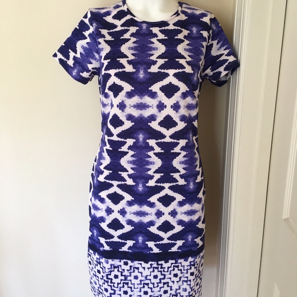 Just Love blue pattern stretchy dress size M NWT