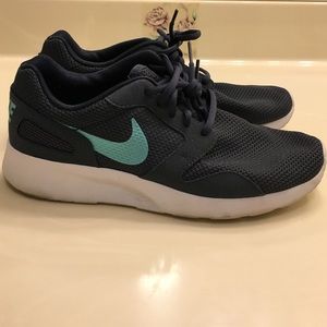 Gray Nikes with Teal Swoosh