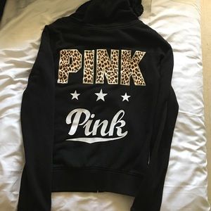 Vs pink hoodie with cheetah print