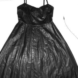 Black fit n flare faux leather dress