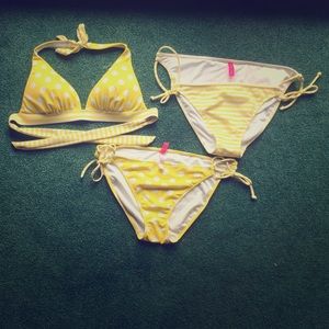 Victoria's Secret yellow stripe/polka dot bikini
