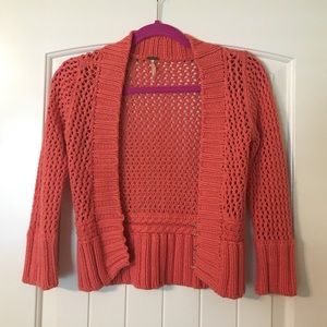 Free People Open Knit Sweater Boho 3/4 Sleeves