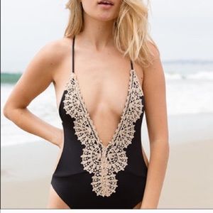 Crochet plunge body suit