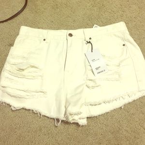 NWT forever 21 white denim shorts