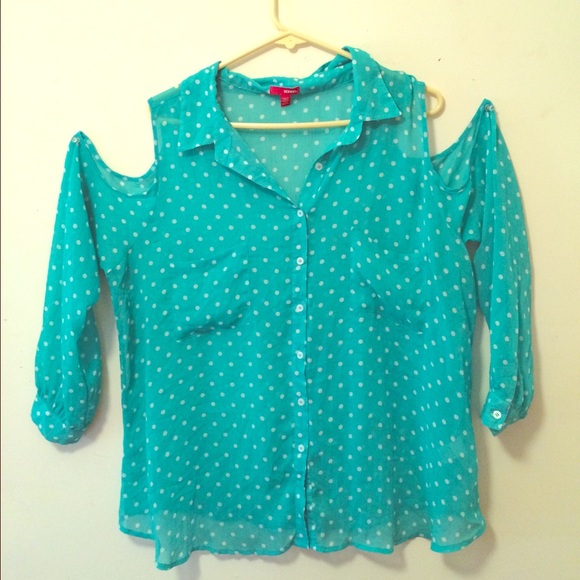Turquoise Polka dot Blouse