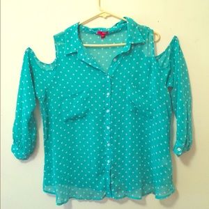 Turquoise Polka dot Blouse