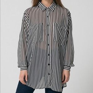 American Apparel oversized striped button up