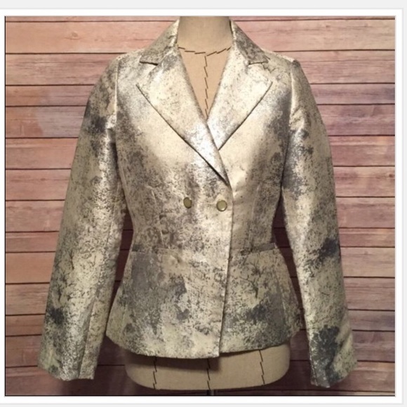 CAbi Silver Metallic Blazer Coat