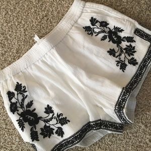 J Crew white and black embroidered shorts