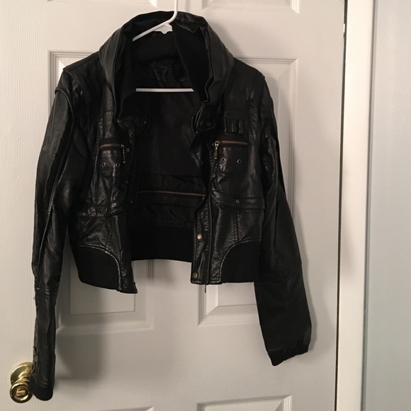 Black leather coat in great condition