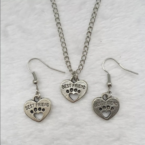 Paw Print Best Friend Necklace and Earring Set