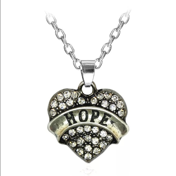 Crystal Rhinestone Hope Heart Necklace