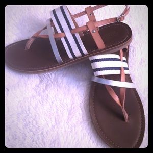 Super cute striped and metallic sandals size 8