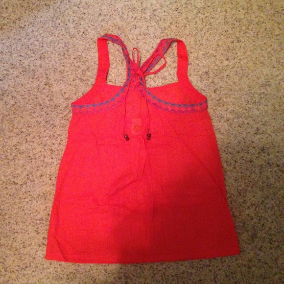 Bright orange embroidered Roxy tank - Picture 2 of 4