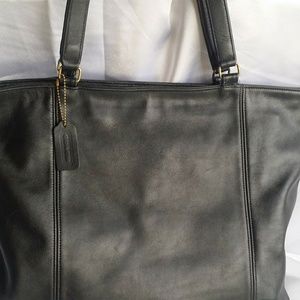 Coach XL Navy Leather Tote Shopper Bag