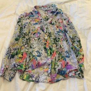 Sheer floral Express Portofino button-down shirt