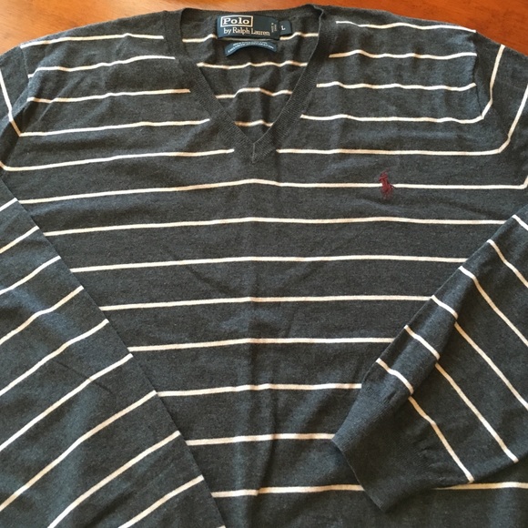 Mens - Polo - striped sweater - Size L