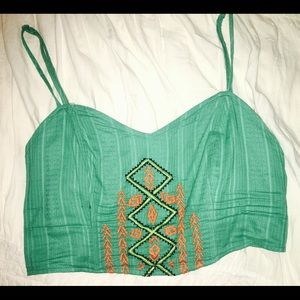 Tribal green crop top