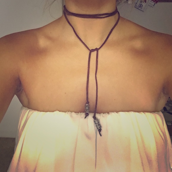 Boutique Jewelry - brown deer skin wrap around necklace