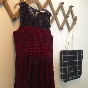Banana Republic Sleeveless Black & Red Dress