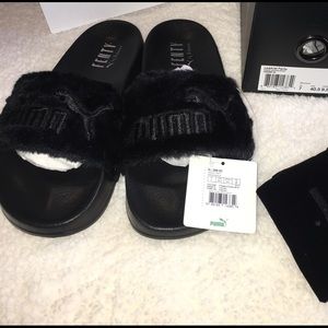 Rihanna 'Leadcat Fenty' Faux Fur Slide