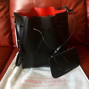 Mansur Gavriel black/flamma bucket bag