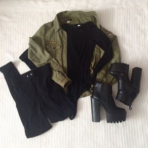 Olive green button up