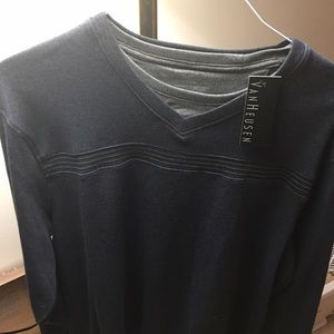 Van Heusen - gray with stripe, sweater / shirt