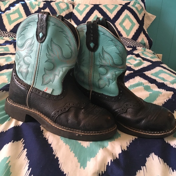 Teal and black cowgirl boots