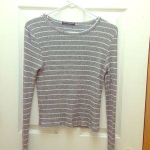 Grey and white striped brandy sweater