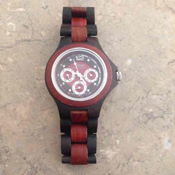 Like New Tense Wood Watch Black/Red - Picture 4 of 4