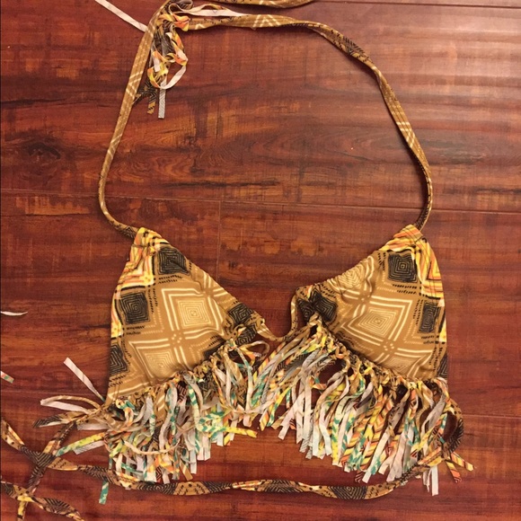 RVCA Waranway Triangle Fringe Bikini Top, small - Picture 1 of 4