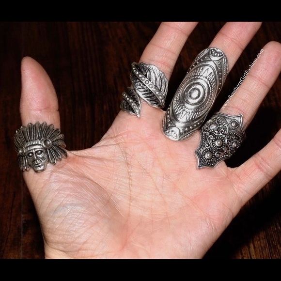 NATIVE RING Turkish Silver Bohemian Engraved Aztec - Picture 4 of 4