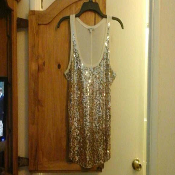 Gold sequin tank top