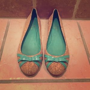 Kate Spade Cork/Mint Ballet Flats with Bows