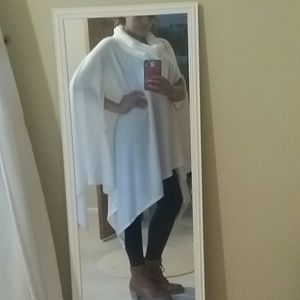 Oversized white poncho